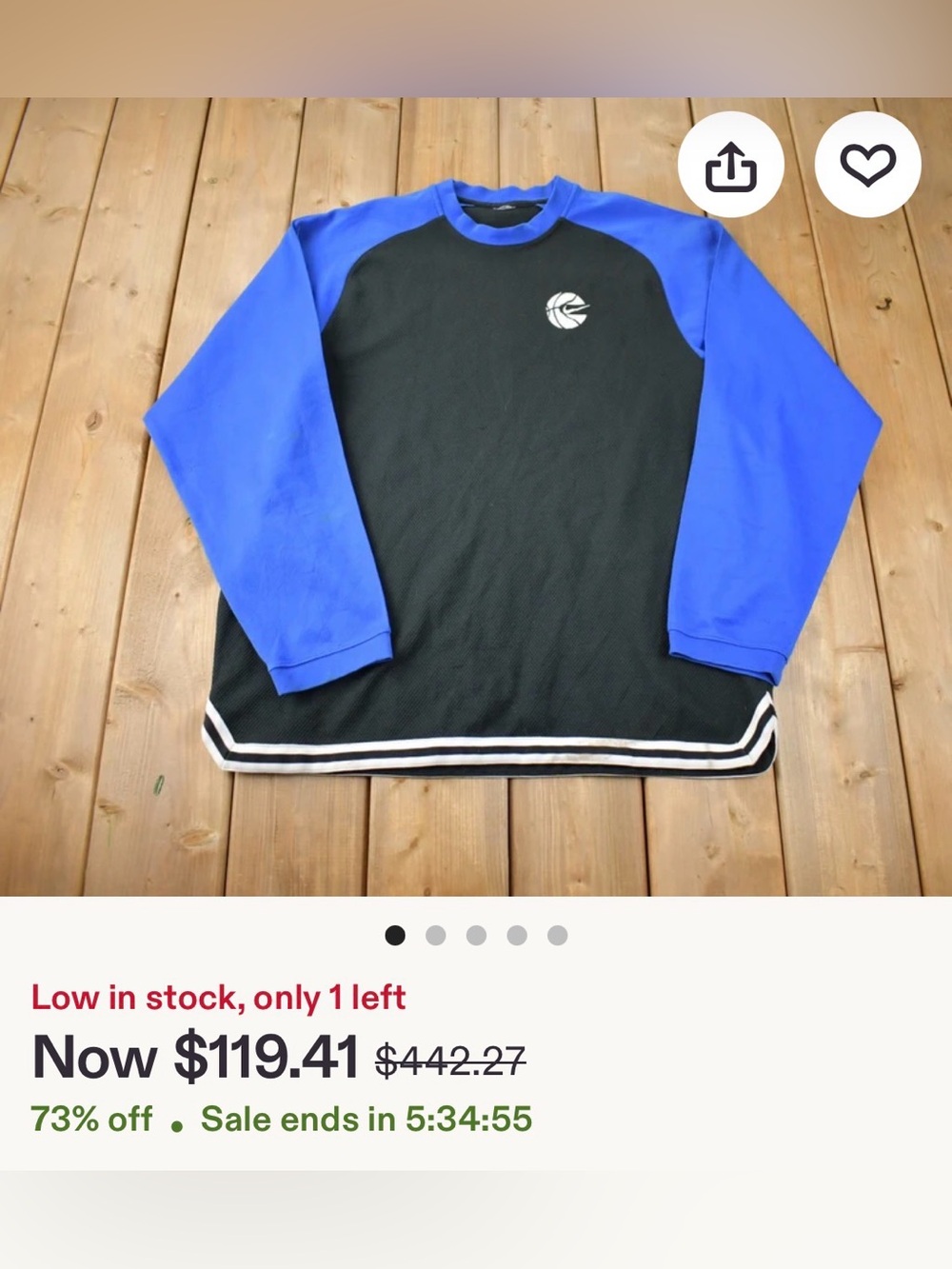 Nike Black and Blue Long Sleeve Raglan Shirt